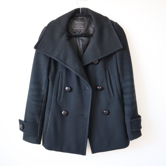 Aritzia Talula Babaton Howell Double Breasted Black Pea Coat, Size XXSma… - Picture 7 of 16